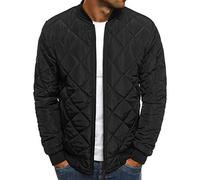 FAWHEWX Herren verdickte Daunenjacke, Winter, warme, verdickte, Gesteppte Daunenjacke, Durchgehender Reißverschluss, warme Baumwolljacke, Daunenjacke, schmale Passform, gesteppteJacke(Schwarz/L)