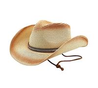 Faxianther Retro Strohhut Herren Damen Fasching Cowboyhut Westernhut Sonnenhut Panamahut Breite Krempe Stroh Hut Strandmütze Kappe Travellerhut Sommerhut mit Futterband