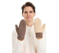 Faxianther Strickhandschuhe Herren Winterhandchuhe mit Fleecefutter Thermo Fäustlinge Handschuhe Winter Dicken Warme Weiche Fausthandschuhe Fingerlose-Handschuhe für Outdoor Sport Laufen Radfahren