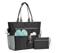 Fbinys Beach Bag, Waterproof Foldable Picnic, Grocery Tote, Sandproof Organizer Pouch for Pool, Boat, Sunglasses, Water Bottles, Travel, Vacation, Day Trips, 16.54x15.35x5.91 inches