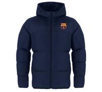 FC Barcelona - Jungen Winter-Steppjacke mit Kapuze - Offizielles Merchandise - Geschenk für Fußballfans - Dunkelblau mit Wappen - 12-13 Jahre