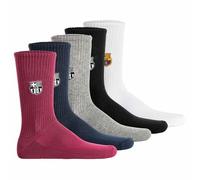 FC Barcelona Unisex Socken, Weiß/Schwarz/Grau/Blau/Fuchsia, 39-42, 5er-Pack