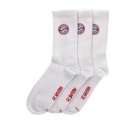 FC Bayern München Crew Socks Socken 3er Pack (DE/NL/SE/PL, Numerisch, 43, 46, Regular, Regular, weiß)