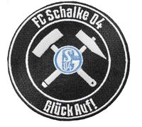 FC Schalke 04 Aufnäher Glück Auf - Offizieller S04 Patch zum Aufnähen - Fanartikel für Jacke, Kutte, Weste, Rucksack & Tasche