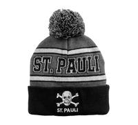 FC St. Pauli Bommelmütze Wintermütze (DE/NL/SE/PL, Alphanumerisch, Einheitsgröße, grau/schwarz)