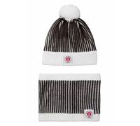 FC St. Pauli Kinder Mütze-Schal-Set Logo Streifen - Mütze mit Bommel und Schlauchschal für Kinder