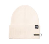FC St. Pauli Mütze Rippe Totenkopf Label - Offizieller Fanartikel - Cremefarbene Strickmütze mit Logo-Patch aus Viskosemix - weich & bequem (DE/NL/SE/PL, Alphanumerisch, Einheitsgröße, Creme)