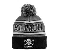 FC St. Pauli - Totenkopf - Bommelmütze schwarz/grau