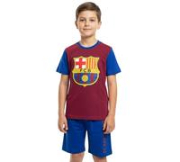 FCB FC Barcelona Kurzer Schlafanzug für Jungen, offizielles Barça-Sommer-Nachtwäsche-Set, kurzärmelig, Fußball-Pyjama-Set für Kinder, blau, 7-8 Years