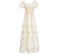 FCCAM Regency Kleider für Frauen Bridgerton Puffy Ärmel Empire-Taille Regency Kleid, gelb, Klein