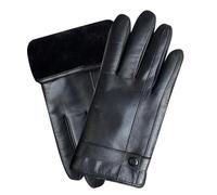 FCHITOP Handschuhe Herren Faux Leder Warm Dick Vlies Winddicht Kälteschutz Thermal Fäustlinge Anti-Rutsch Berührungssensitiver Bildschirm für Outdoor Fahren Camping Teenager