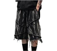FCOOLYEET Herren Baggy Jeans-Shorts Y2k Hip Hop Cargo Hosen Jorts Lockere Passform Lange Denim Shorts Streetwear, XL