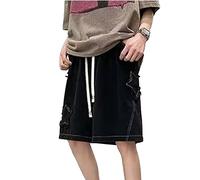 FCOOLYEET Mens Baggy Jean Shorts Y2k Hip Hop Cargo Pants Jorts Loose Fit Long Denim Shorts Streetwear