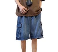 FCOOLYEET Y2k Star Patchwork Denim Shorts Lose Bein Loose Hip-Hop Jorts Y2k, C-dunkelblau, M