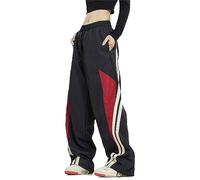 FCOOLYEET Y2k Trainingshose für Damen, Y2K, weites Bein, Gothic-Fallschirmhose für Damen, A#rot, S