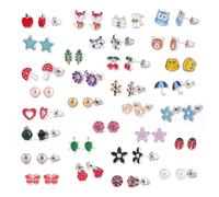 FDCGAS ohrringe mädchen - 30 Paar Ohrstecker aus Edelstahl,Kleine Ohrstecker Set für Damen,Süßes Tier,Herzform,Roségold,Weiße,Golde Perle,Ohrringe Set für Kleine Mädchen