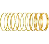 FDEETY 10 Stück Armreif Multi Stapelbar Armreifen Armband Boho Indischen Armreif Armband Modeschmuck für Frauen und Mädchen (Gold)