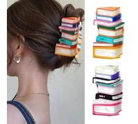 FDEETY 2 Stück Haarspangen Damen Kreatives Colour Blocking Buch Haarspangen Stilvoll und langlebig Geeignet für das Tägliche Tragen Partykleidung(Gelb,Rot)