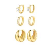 FDEETY 3 Paar Creolen Set Ohrringe Glänzend Huggie Hoop Ohrstecker Kristall Schmuck Damen Elegant