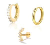 FDEETY 3er Set Creolen Ohrringe Damen Huggie Hoops Klassisch Elegant Schmuck Hochwertig Edelstahl Glänzend Zeitlos Kreisform Verschiedene Größen