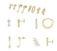 FDEETY 4 Paar Zirkonia Ohrringe Set Creolen Ohrstecker Huggie Kristall Schmuck Damen Mädchen Elegant Hochwertig Klassisch Zeitlos