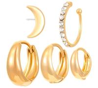 FDEETY 5 Stück Mond Ohrklemmen Set Minimalistisch Ohrringe Knorpel Schmuck Huggie Creolen Damen Ohrschmuck Elegant