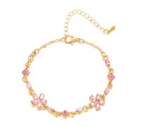 FDEETY Armband Women's Premium Fresh Diamond Flower Armband Kirschblüte Design Blumenarmband Armband Geeignet für Urlaub Geschenke für Freundinnen（Rosa）