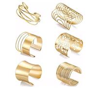 FDEETY Armband Schmuck 6 Stück Legierung Vergoldet Minimalistisch Armbinde Oberarmreif Hochzeits Armreif ideal für Partys, Festivals und punkige Outfits（Gold）