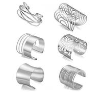 FDEETY Armband Schmuck 6 Stück Legierung Vergoldet Minimalistisch Armbinde Oberarmreif Hochzeits Armreif ideal für Partys, Festivals und punkige Outfits（Silber）