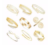 FDEETY Armband Schmuck 9 Stück Legierung Metall Elegantes Schlangenarmband Oberarmreif Set ideal für Festivals Partys und Alltagsschmuck (Gold)