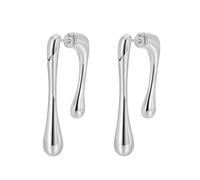 FDEETY Asymmetrische Tropfen Ohrhänger Silberfarben Geometrische Ohrringe Minimalistischer Schmuck Elegante Creolen Damen Accessoires