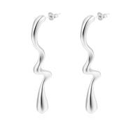 FDEETY Asymmetrische Tropfen Ohrhänger Silberfarben Geometrische Ohrringe Minimalistischer Schmuck Elegante Creolen Damen Accessoires