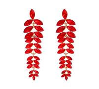 FDEETY Blatt Kristall Ohrringe Hängend Lang Tropfen Ohrhänger Elegant Schmuck Damen Accessoire Hochzeit Abend Statement