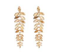 FDEETY Blatt Kristall Ohrringe Hängend Lang Tropfen Ohrhänger Elegant Schmuck Damen Accessoire Hochzeit Abend Statement