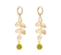 FDEETY Blatt Ohrringe Tropfen Damen Schmuck Kristall Anhänger Creolen Elegant Ohrhänger Goldfarben Olivenzweig Ohrstecker Hochwertig