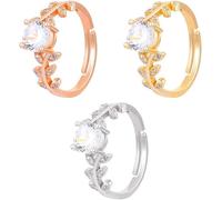 FDEETY Blatt Ringe Set Kristall Zirkonia Schmuck Verstellbar Damenringe Elegant Glänzend Hochwertig Juwelenbesetzt