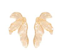 FDEETY Blattform Ohrringe Goldton Metall Statement Schmuck Damen Ohrstecker Elegant Strukturiert