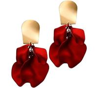 FDEETY Blütenblatt Ohrringe Metallic Tropfen Schmuck Damen Statement Ohrhänger Zweifarbig Geometrisch Elegant Auffällig Accessoires