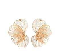 FDEETY Blütenförmige Draht Ohrringe Mehrschichtige Blumen Ohrstecker Metallisch Strukturierte Damen Schmuck