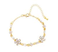 FDEETY Blumen Kristall Armband Goldkette Damenarmband Schmuck Armkette Verstellbar Elegant