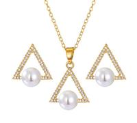 FDEETY Blumen Perlen Schmuckset - Elegantes Halskette Ohrringe Set mit Kristall Anhänger, Hochwertiger Damen Schmuck für Hochzeit Geschenk Valentinstag Party Abend