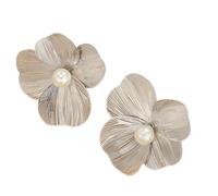 FDEETY Blumen Schmuckset Ohrstecker Halskette Perle Anhänger Damen Schmuck Elegant Hochzeit Brautschmuck Jubiläum Accessoires