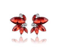 FDEETY Damen Marquise Strass Braut Hochzeit Modeschmuck Ohrringe - Rot