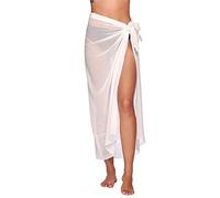 FDEETY Damen Strand Wrap Sarong Sommer Bikini Cover Up Chiffon Badeanzug Wickelrock Strand Rock Vertuschung Badeanzug Kurz Strand Wear Cover（Weiß）