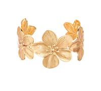 FDEETY Damenarmbänder Personalisierte Blumenarmbänder Strand Urlaubsschmuck Nische Offene Armbänder Accessoires Zwei Farben Erhältlich Modisch und Vielseitig（Gold）