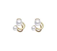 FDEETY Doppel Perlen Ohrstecker Geometrisch Elegant Damen Schmuck Ohrringe Stilvoll Klassisch Dezent Edel Zeitlos