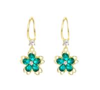FDEETY Exquisite Ohrringe Gold mit Swarovski Kristallen Elegante Blumen-Design Creolen für Damen Perfekt für Festivals und besondere Anlässe(Grün)