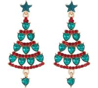 FDEETY Exquisite Weihnachtsbaum Ohrringe Gold mit bunten Kristallen Ohrringe für Damen Schmuck für Festivitäten und besondere Anlässe(B)
