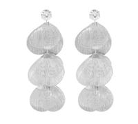 FDEETY Frauen Metallic Ginkgo Biloba Ohrringe Modische Diamanten Quaste Design Blatt Tropfen Ohrringe Hypoallergene Ohrringe Stil Neuheit（Silber）
