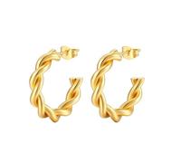 FDEETY Gedrehte Creolen Ohrringe Geflochten Hoops Kreisförmig Damen Schmuck Elegant Hochwertig Zeitlos (Gold)